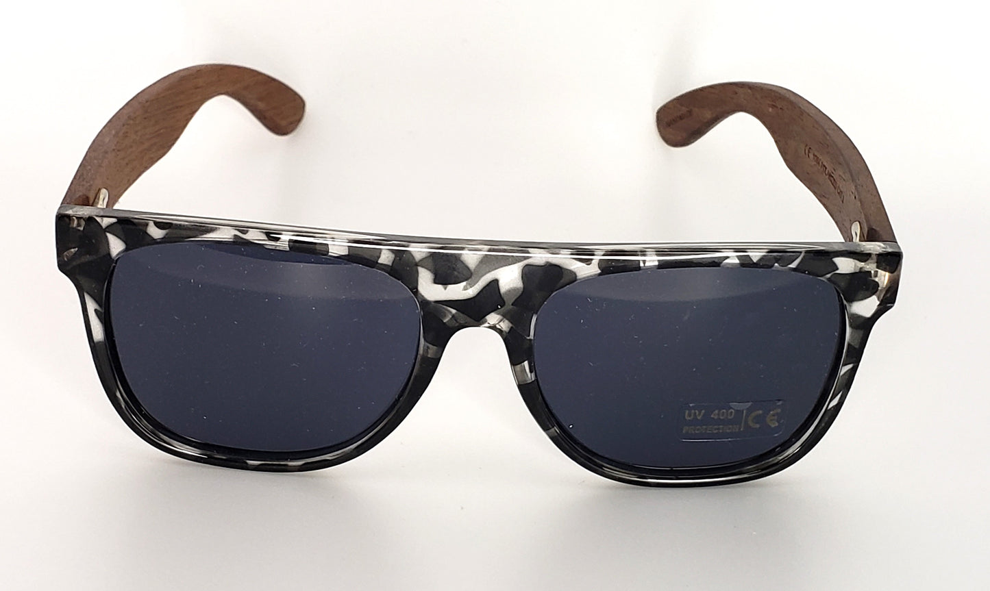 ASPECT Sunglasses: Handmade Walnut Wood Arms,Black Turtle Frame