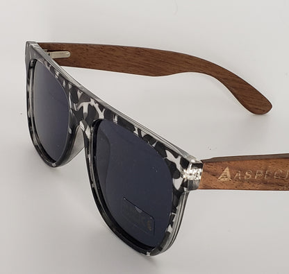 ASPECT Sunglasses: Handmade Walnut Wood Arms,Black Turtle Frame