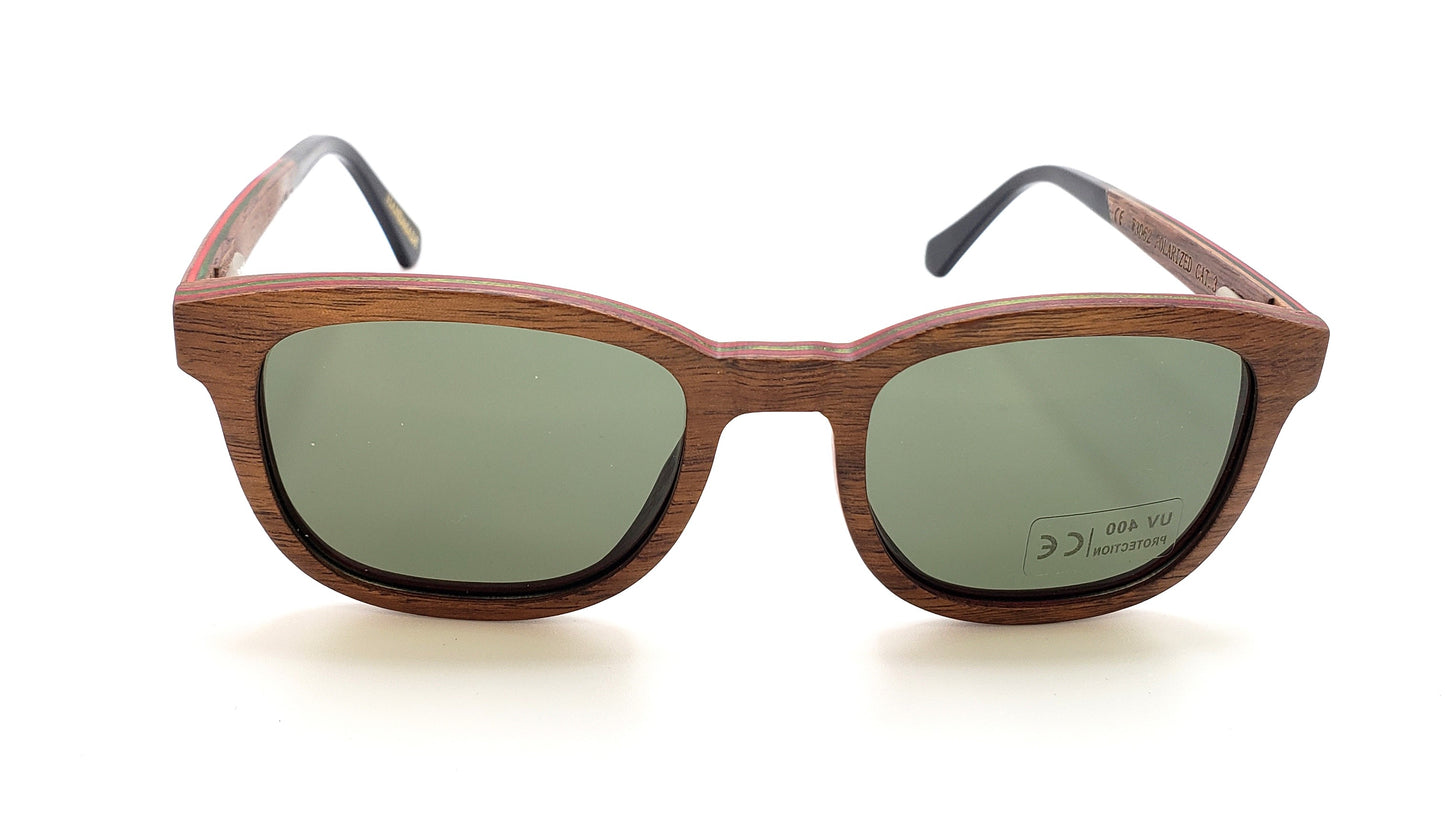 Aspect Sunglasses- Wood Combo Arm, Hand Made - Walnut