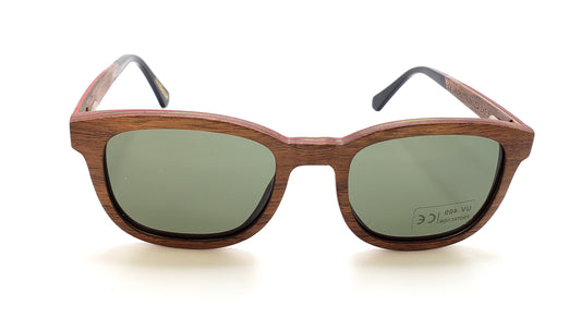 Aspect Sunglasses- Wood Combo Arm, Hand Made - Walnut