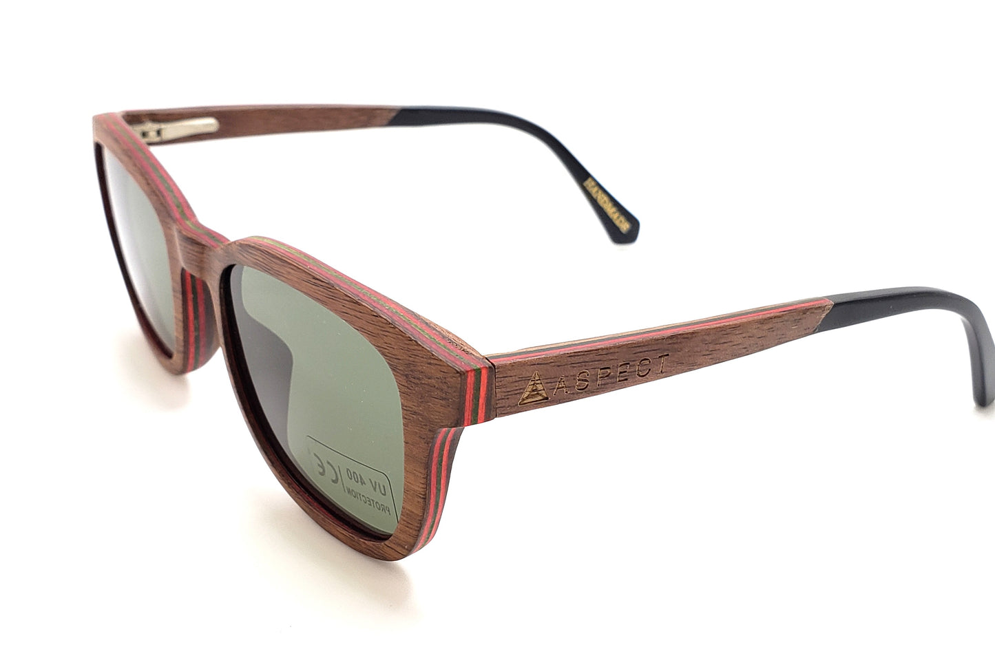 Aspect Sunglasses- Wood Combo Arm, Hand Made - Walnut