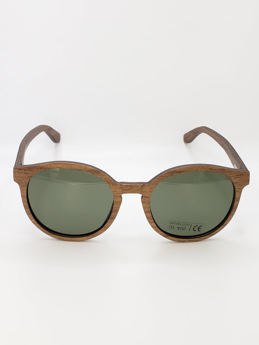 Aspect Sunglasses- All Wood, Hand Made - Light Walnut,, Round